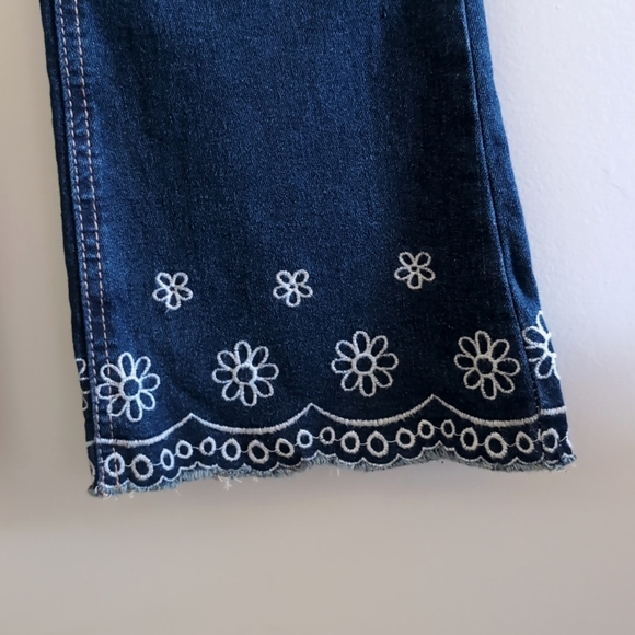 VIGOSS | Girl's Dark Wash Phoenix Flare High-Rise Slim Fit Floral Jeans - Picture 2 of 5